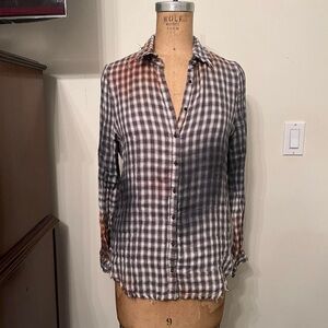 Vintage Havana Distressed Grunge Flannel Plaid Button Down Shirt